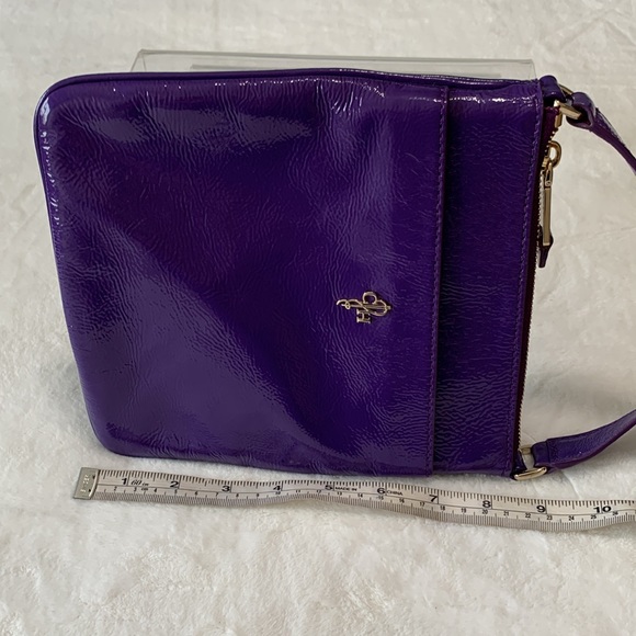 Patent leather Purple Crossbody Purse w/ Gold Hardware Cole Haan EUC - Picture 8 of 16